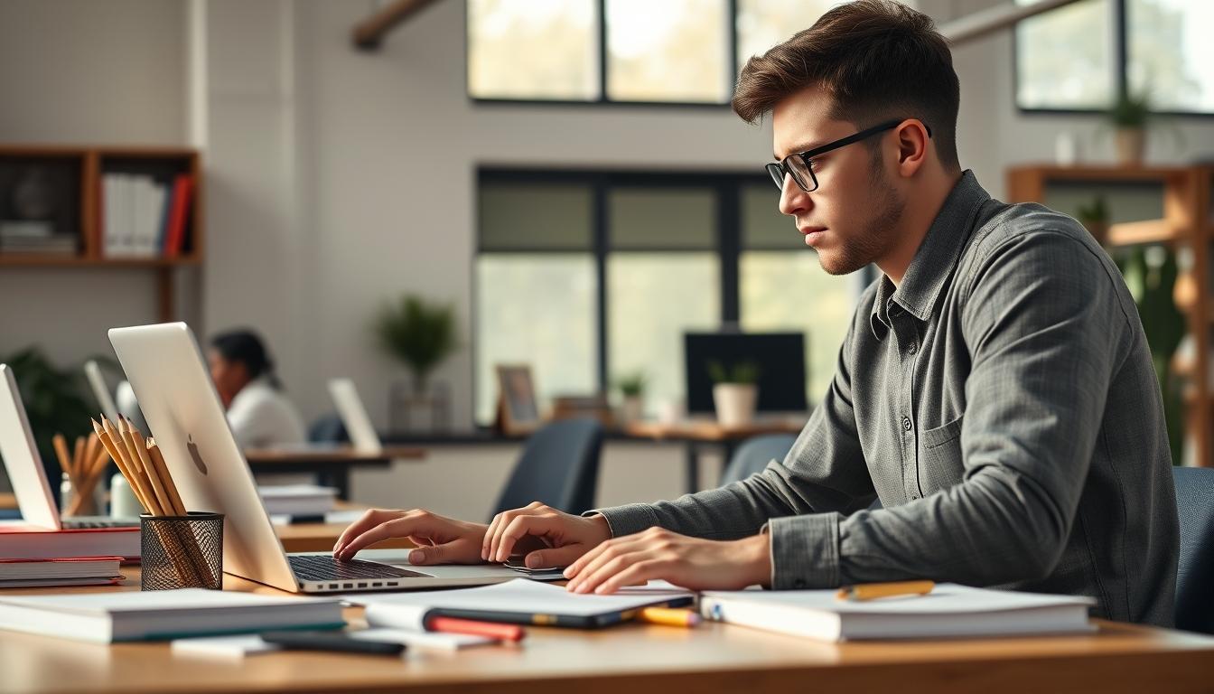 Student preparing for exams with study materials