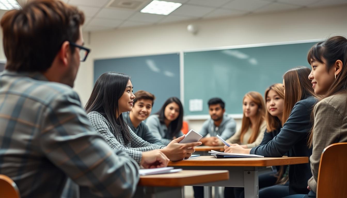 Student using a study guide to organize academic notes